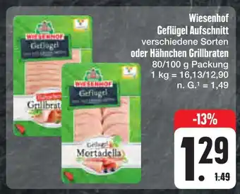 E-Center Wiesenhof geflügel aufschnitt oder hähnchen grillbraten Angebot