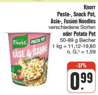 nah & gut Knorr pasta-, snack pot, asia-, fusion noodles oder potato pot Angebot