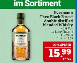 Marktkauf Evermann theo black forest double distilled blended whisky Angebot