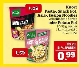 Marktkauf Knorr pasta-, snack pot, asia-, fusion noodles, verschiedene sorten oder potato pot Angebot