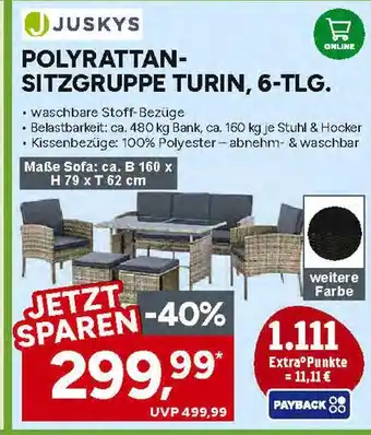 Marktkauf Juskys polyrattan-sitzgruppe turin, 6-tlg Angebot
