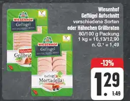 Edeka Wiesenhof geflügel aufschnitt verschiedene sorten oder hähnchen grillbraten Angebot