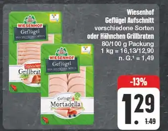 Edeka Wiesenhof geflügel aufschnitt verschiedene sorten oder hähnchen grillbraten Angebot