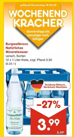 Netto Marken-Discount Burgwallbronn natürliches mineralwasser Angebot