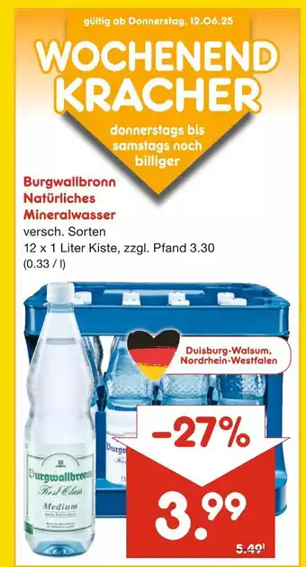 Netto Marken-Discount Burgwallbronn natürliches mineralwasser Angebot