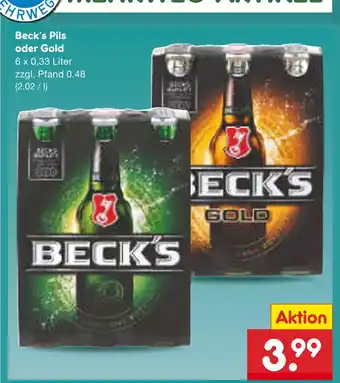 Netto Marken-Discount Beck's beck's pils oder gold Angebot