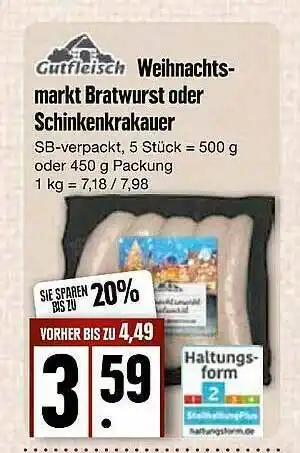 Edeka Gutfleisch Weihnachtsmarkt Bratwurst Oder Schinkenkrakauer Angebot