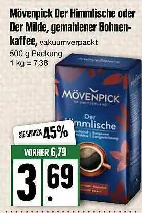 Edeka Mövenpick Der Himmlische Oder Der Milde, Gemahlener Bohnenkaffee Angebot