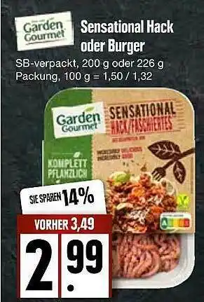 Edeka Garden Gourmet Sensational Hack Oder Burger Angebot