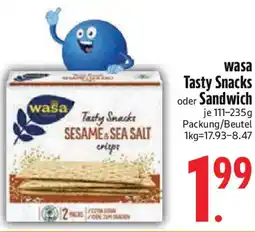 Edeka wasa Tasty Snacks oder Sandwich Angebot