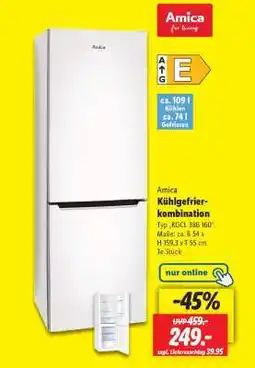 Lidl Amica Kühlgefrierkombination Angebot