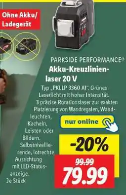 Lidl PARKSIDE PERFORMANCE Akku-Kreuzlinienlaser 20 V Angebot