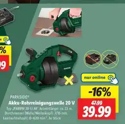 Lidl PARKSIDE Akku-Rohrreinigungswelle 20 V Angebot