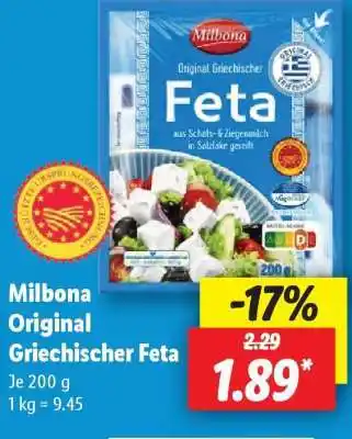 Lidl Milbona Original Griechischer Feta Angebot