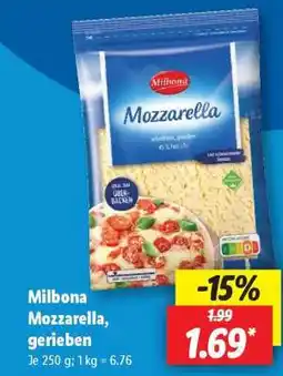 Lidl Milbona Mozzarella gerieben Angebot
