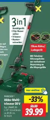 Lidl PARKSIDE Akku-Multitrimmer, 20 V Angebot