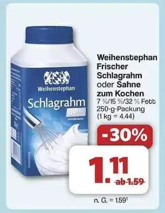 Famila Nord Ost Weihenstephan Frischer Schlagrahm oder Sahne zum Kochen Angebot
