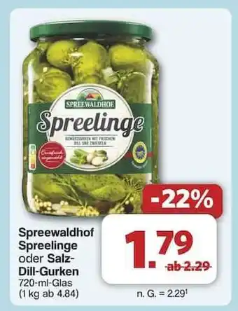 Famila Nord Ost Spreewaldhof Spreelinge oder Salz-Dill-Gurken Angebot