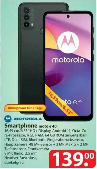 Famila Nord Ost Motorola Smartphone Moto E 40 Angebot