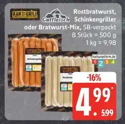 Edeka Rostbratwurst, Schinkengriller oder Bratwurst-Mix Angebot