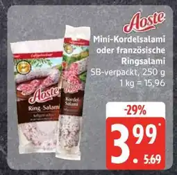 Edeka Aoste Mini-Kordelsalami oder französische Ringsalami Angebot