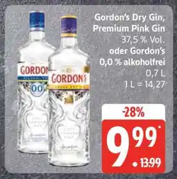 Edeka Gordon’s Dry Gin, Premium Pink Gin oder Gordon’s 0,0% alkoholfrei Angebot