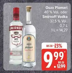 Edeka Ouzo Plomari oder Smirnoff Vodka Angebot