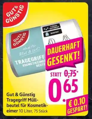Edeka Gut & Günstig Tragegriff Müllbeutel für Kosmetikeimer Angebot