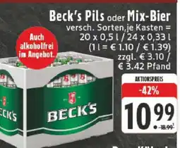 Edeka Beck's Pils oder Mix-Bier Angebot