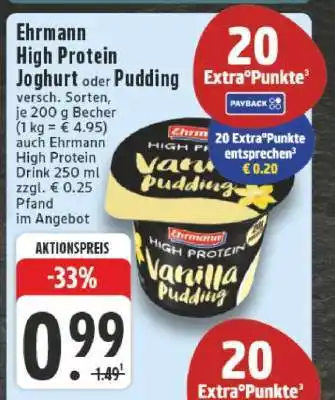 Edeka Ehrmann High Protein Joghurt oder Pudding Angebot