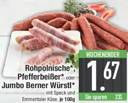E-Center Rohpolnische, Pfefferbeißer oder Jumbo Berner Würstl Angebot