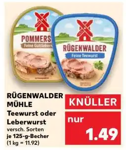 Kaufland RÜGENWALDER MÜHLE Teewurst oder Leberwurst Angebot