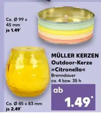 Kaufland MÜLLER KERZEN Outdoor-Kerze Citronella Angebot