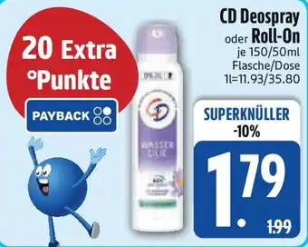 Edeka CD Deospray oder Roll-On Angebot