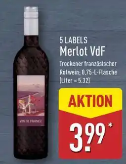 Aldi Nord 5 LABELS Merlot VdF Angebot
