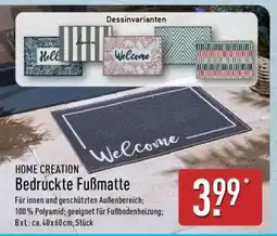 Aldi Nord HOME CREATION Bedruckte Fußmatte Angebot