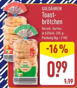 Aldi Nord GOLDÄHREN Toastbrötchen Angebot