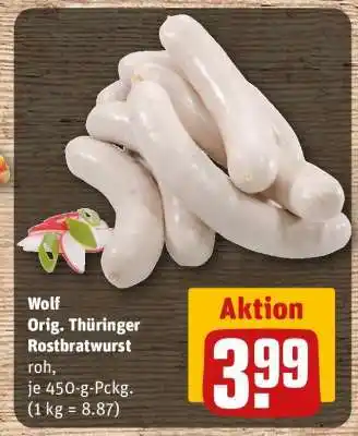 REWE Wolf Orig. Thüringer Rostbratwurst Angebot
