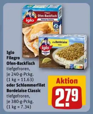 REWE Iglo Filegro Ofen-Backfisch oder Schlemmerfilet Bordelaise Classic Angebot