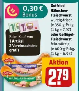 REWE Gutfried Hähnchen-Fleischwurst oder Geflügel-Fleischwurst Angebot