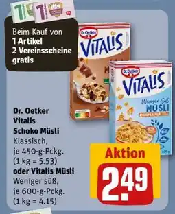 REWE Dr. Oetker Vitalis Schoko Müsli oder Vitalis Müsli Angebot