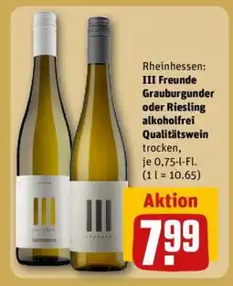 REWE III Freunde Grauburgunder oder Riesling alkoholfrei Qualitätswein Angebot