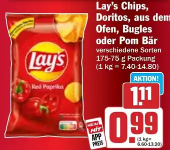 Hit Lay's Chips, Doritos, aus dem Ofen, Bugles oder Pom Bär Angebot