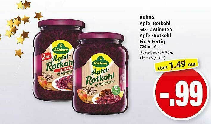Kühne Rotkohl 680/700g Glas Angebot Bei Edeka