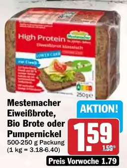 Hit Mestemacher Eiweißbrote, Bio Brote oder Pumpernickel Angebot