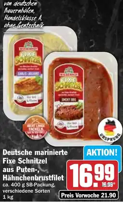 Hit Deutsche marinierte Fixe Schnitzel aus Puten-, Hähnchenbrustfilet Angebot