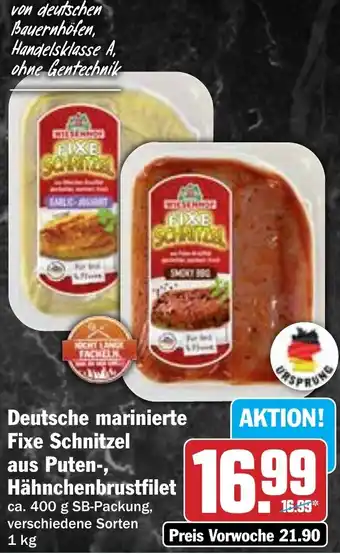 Hit Deutsche marinierte Fixe Schnitzel aus Puten-, Hähnchenbrustfilet Angebot
