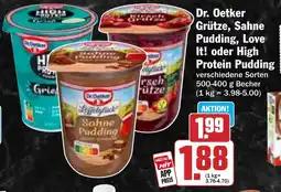 Hit Dr. Oetker Grütze, Sahne Pudding, Love It! oder High Protein Pudding Angebot