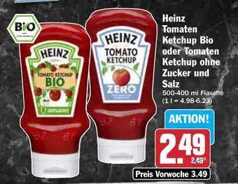 Hit Heinz Tomaten Ketchup Bio oder Tomaten Ketchup ohne Zucker und Salz Angebot