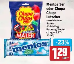 Hit Mentos 3er oder Chupa Chups Lutscher Angebot